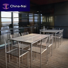 Scandinavian design table LANKAstainless steelstainless steel baserectangular