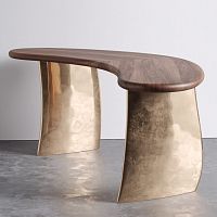 Contemporary desk KAIMANAwalnutbronzecustom