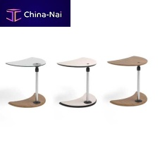 Contemporary side table Awoodenglasshalf moon