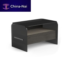 Contemporary bedside table HOLLY lacquered woodashglass