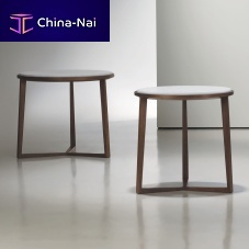 Contemporary side table Curiowalnutmapleglass