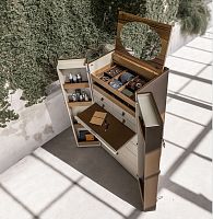Trunk wardrobe Bombaycontemporarywalnutleather