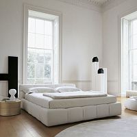 Double bed Tuftycontemporaryupholsteredwith headboard
