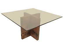 Contemporary table CLARO WALNUTglasssquarein reclaimed material