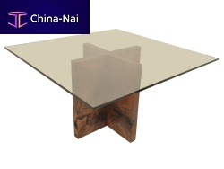 Contemporary table CLARO WALNUTglasssquarein reclaimed material