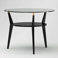 Contemporary table HALVY : RF. 24100glasslacquered wood baseround