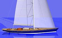 Cruising sailing super-yacht FRERS 150'with open transomsloop