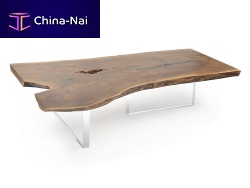 Contemporary coffee table LIVE EDGEwoodenacrylicfor hotel
