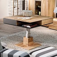 Contemporary coffee table V-Alpinglassoakoak base