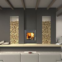 Wood-burning fireplace insert ALICANTEsteelnatural convectioncontemporary