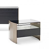 Contemporary bedside table MILVIANwoodenglassmetal