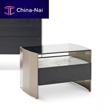 Contemporary bedside table MILVIANwoodenglassmetal