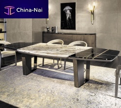 Contemporary table KEOPE walnutmarbleleather