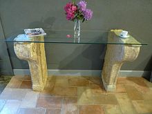 Traditional sideboard table glasssolid woodrectangular