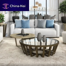 Contemporary coffee table GALAPAGOS 100glasswooden baseround