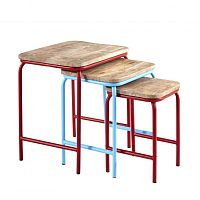 Contemporary nesting tables ECHERsolid woodiron basepainted metal base