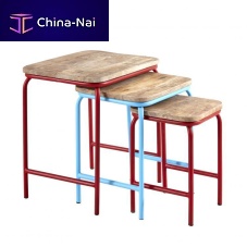 Contemporary nesting tables ECHERsolid woodiron basepainted metal base