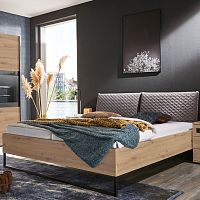 Double bed ALICANTE contemporarywith upholstered headboardwooden
