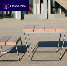 Contemporary table and bench set CAMPUS LEVIS hardwoodgalvanised steelpowder-coated steel