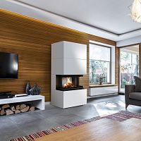 Wood-burning fireplace HEB/BIANCOfree-standingwall3-sided