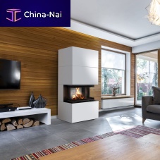 Wood-burning fireplace HEB/BIANCOfree-standingwall3-sided