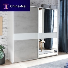 Contemporary wardrobe WEIMAR oakglasssliding door
