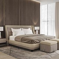 Double bed lobby contemporaryupholsteredwith headboard