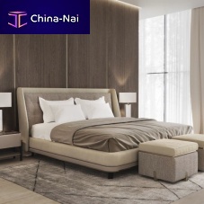 Double bed lobby contemporaryupholsteredwith headboard