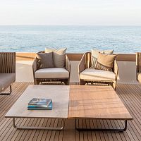 Contemporary coffee table BITTA LOUNGEteakmarblealuminum base
