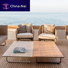 Contemporary coffee table BITTA LOUNGEteakmarblealuminum base