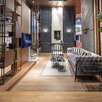 Contemporary living room wall unit wood veneerMDFlacquered MDF