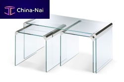 Contemporary nesting tables T35Rglasstempered glassstainless steel