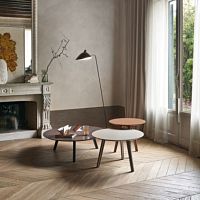 Contemporary side table Triomatte lacquered woodbeech baseround