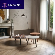 Contemporary side table Triomatte lacquered woodbeech baseround