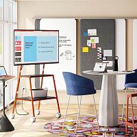 Contemporary TV cabinet STEELCASE FLEXwith shelvesmobilewooden