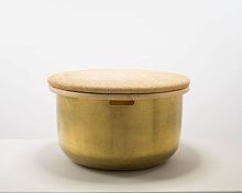 Contemporary side table TABLAbrassroundwith storage compartment