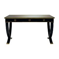 Traditional desk PLAT beechbrasslacquered glass
