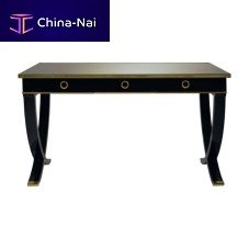 Traditional desk PLAT beechbrasslacquered glass