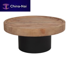 Contemporary coffee table YAVIKYpineiron baseround