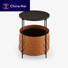 Contemporary side table CESTINOMDFlacquered metal steel baseround