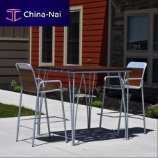 Contemporary high bar table YAHARArecycled plasticipepowder-coated steel base
