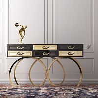 Original design sideboard table Ecstasylacquered metalpolished stainless steel baserectangular