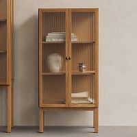 Contemporary display case CURIOSITYglassoakwith swing doors