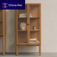 Contemporary display case CURIOSITYglassoakwith swing doors