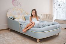 Single bed POMPONcontemporaryupholsteredwith headboard