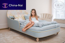 Single bed POMPONcontemporaryupholsteredwith headboard