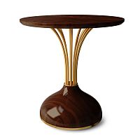 Contemporary side table FREDERICKwalnutpolished brassround