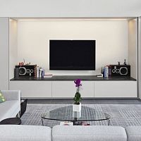 Contemporary TV wall unit VIVAHPLwith built-in lightwith drawers
