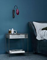Contemporary bedside table MOONsteelglassrectangular