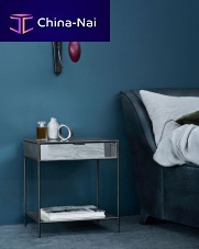 Contemporary bedside table MOONsteelglassrectangular